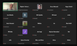Pamje nga workshop-i i Shkollës Digjitale për chatbot-ët, me pjesëmarrës të moshave 11-16 vjeç në një seancë online në Zoom